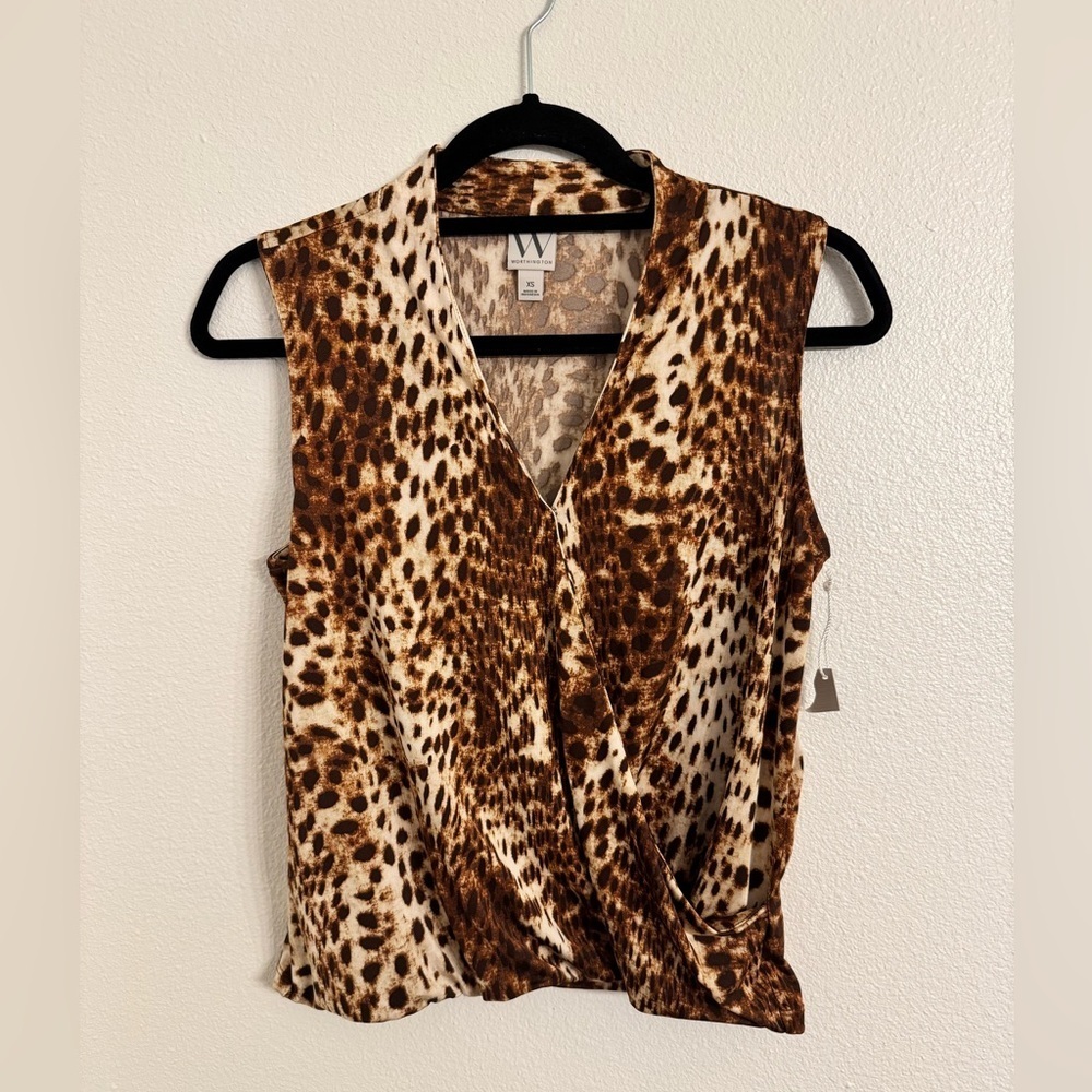 Worthington Leopard Print Sleeveless Top XS